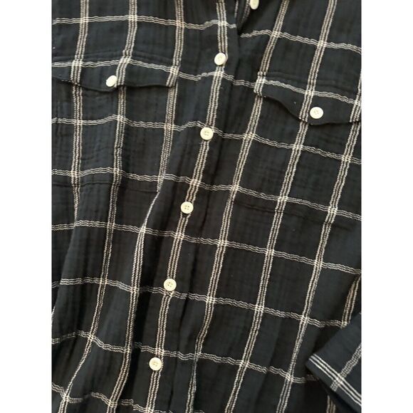 Madewell Lightspun Flap-Pocket Oversized Women’s Shirt Windowpane Small S button - Picture 2 of 4
